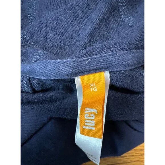 Lucy Womens Navy Blue Draped Neck Long Sleeve Hooded Pullover Top Size XL - Picture 5 of 8